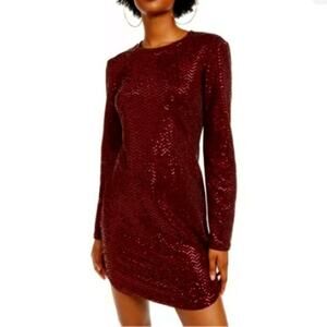B Darlin red sequin mini dress long sleeve bodycon, womens medium NWT